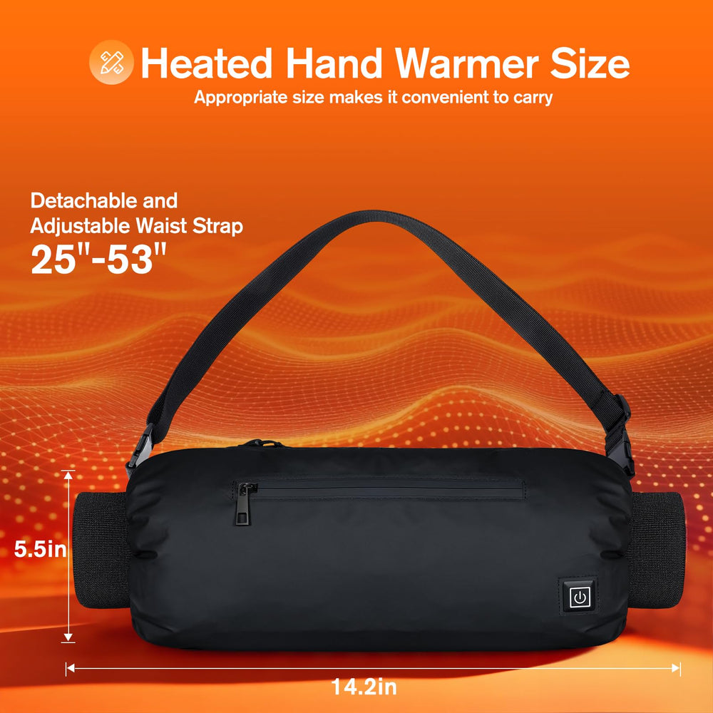 XquiziFit hand warmer muff includes adjustable strap for a snug, secure fit.