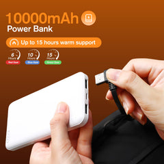 XquiziFit hand warmer muff heat-settings show color indicators for easy temperature control.