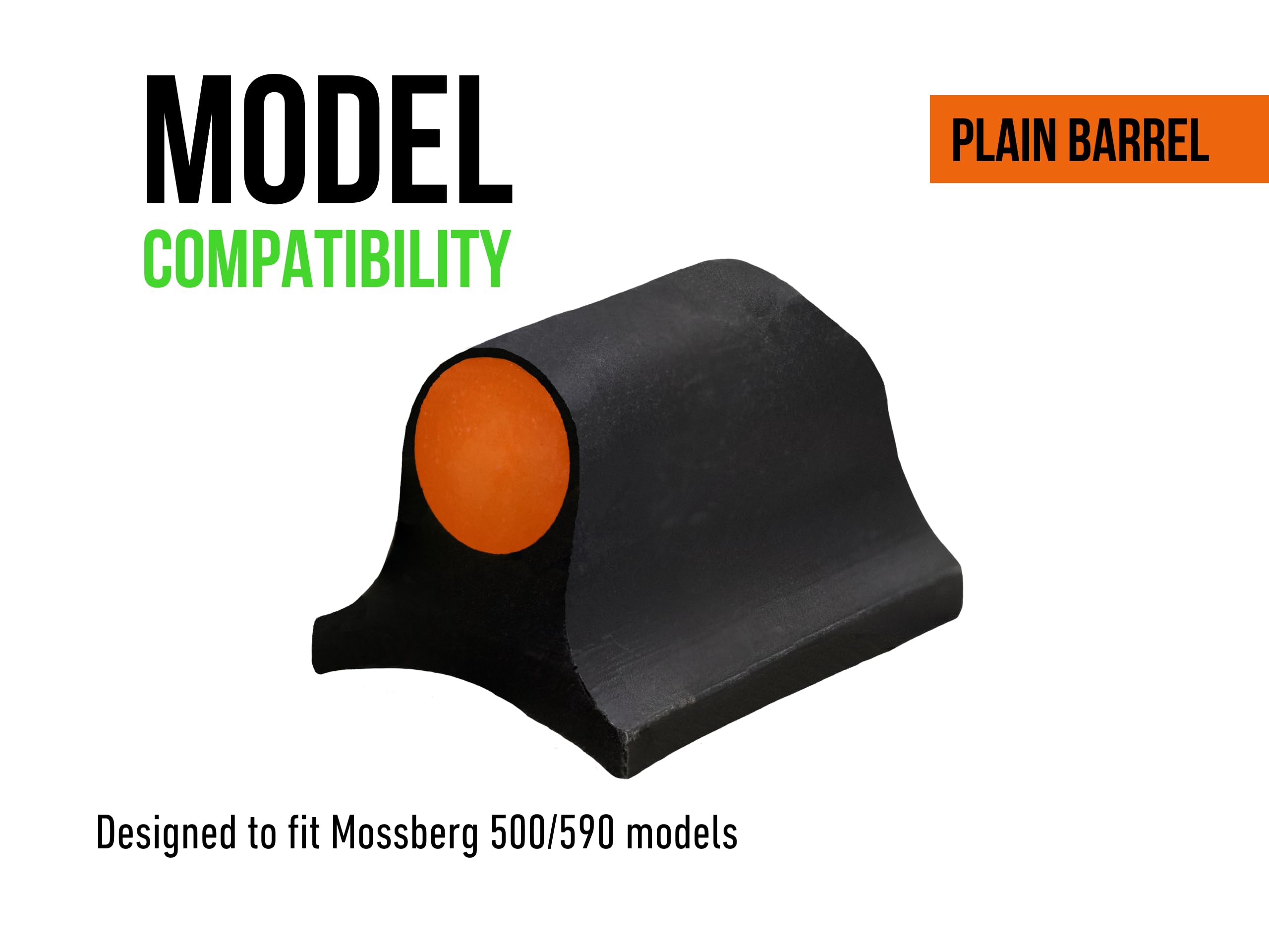 XS SIGHTS Mossberg 500 front sight orange for reliable aiming at dawn or dusk.