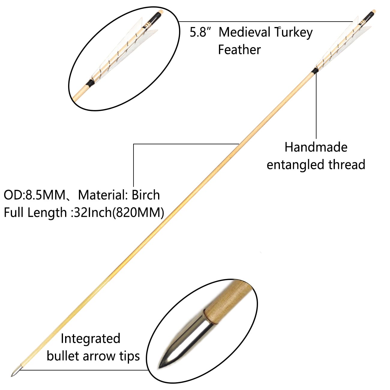 XTCXCARCHERY medieval turkey feather fletching enhances arrow stability in flight