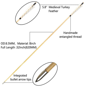 XTCXCARCHERY medieval turkey feather fletching enhances arrow stability in flight