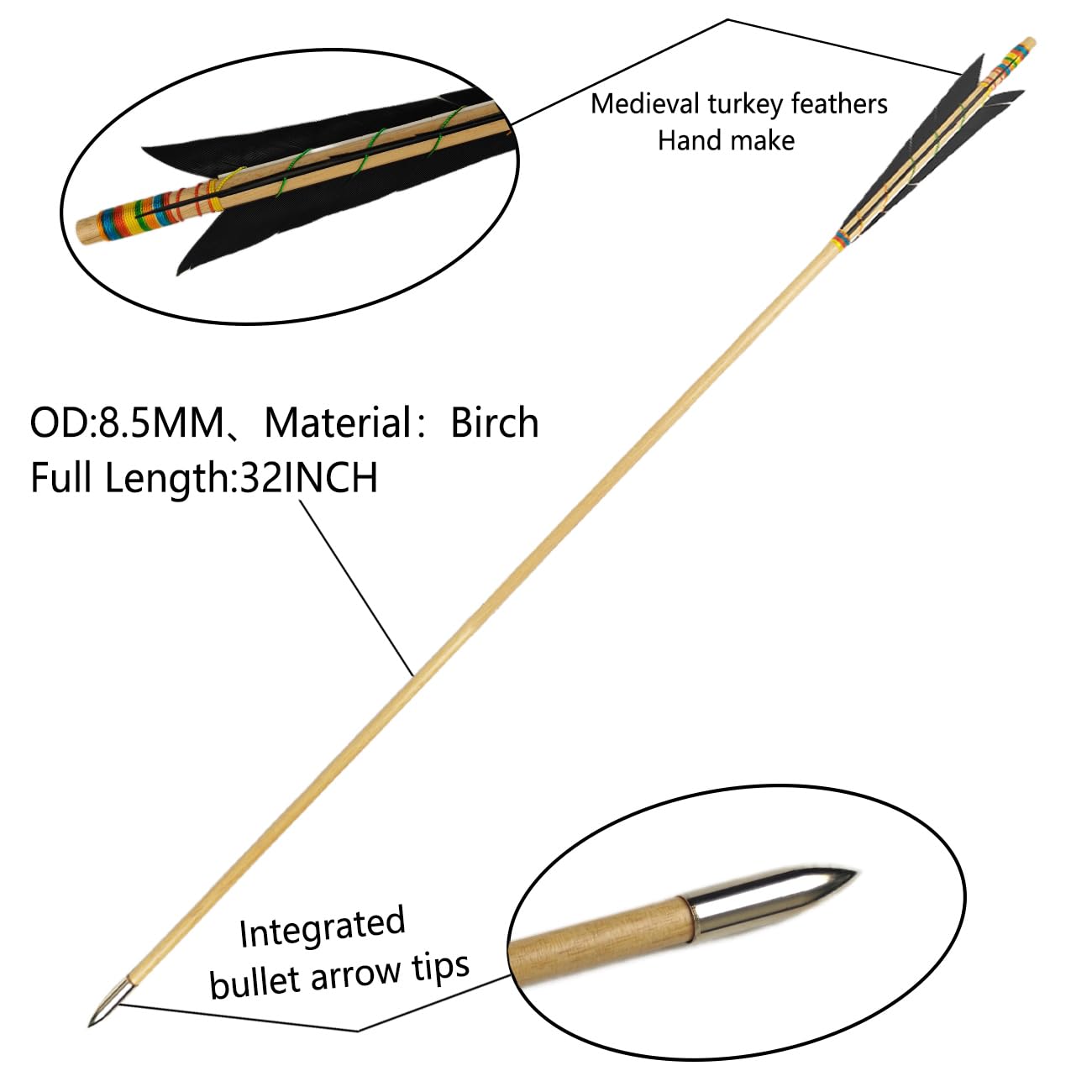 XTCXCARCHERY turkey feather fletching adds stabilized flight and vintage look.