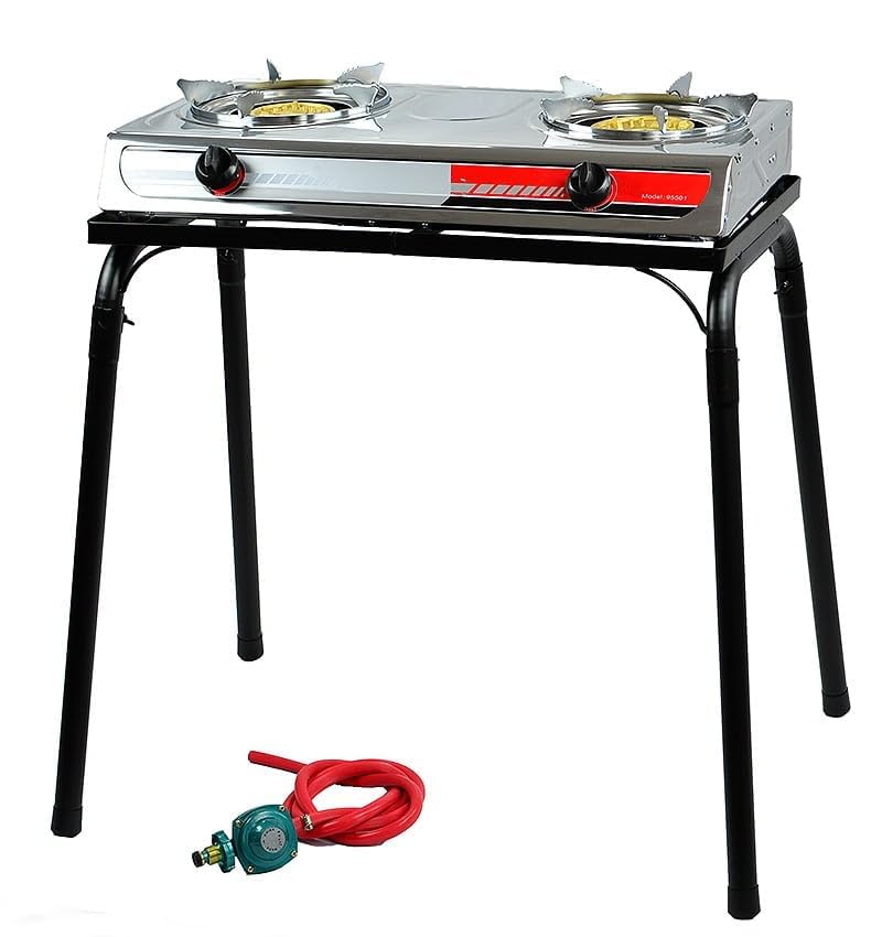 XtremepowerUS propane cooktop with two burners for quick meals outdoors.
