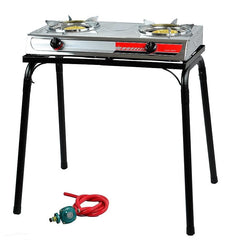 XtremepowerUS propane cooktop with two burners for quick meals outdoors.