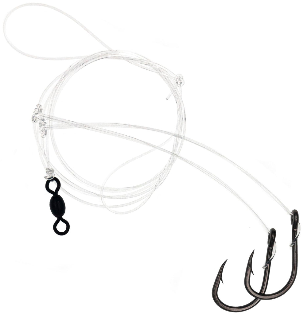 Close-up of 3/0 double hooks on Xubbwov Blackfish Rig