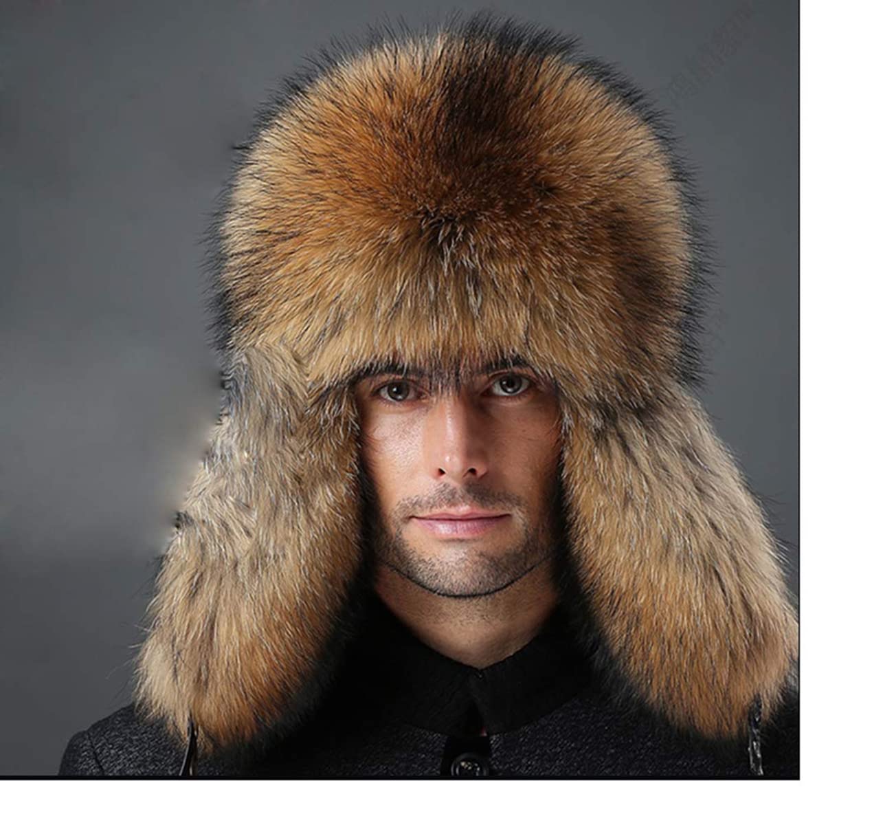 XUYUZUAU men's sheepskin ushanka windproof top closeup emphasizes durability.