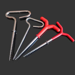 XXhailan camping tent spiral screw in action for quick stake setup.