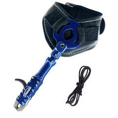 xxiaojun adjustable wristband release blue front view for one-handed archery setup