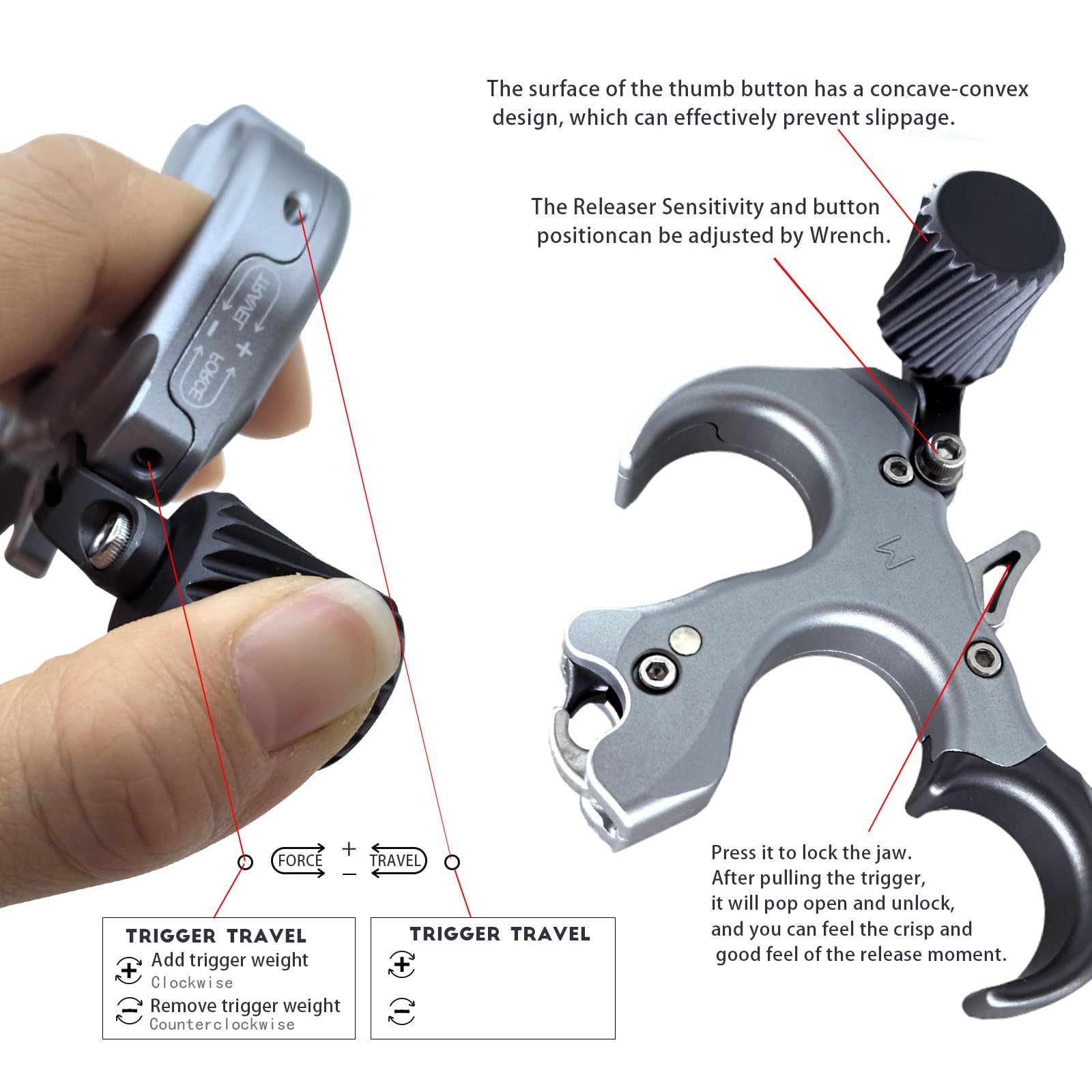 xxiaojun release aid in use during hunting setups for stable grip.