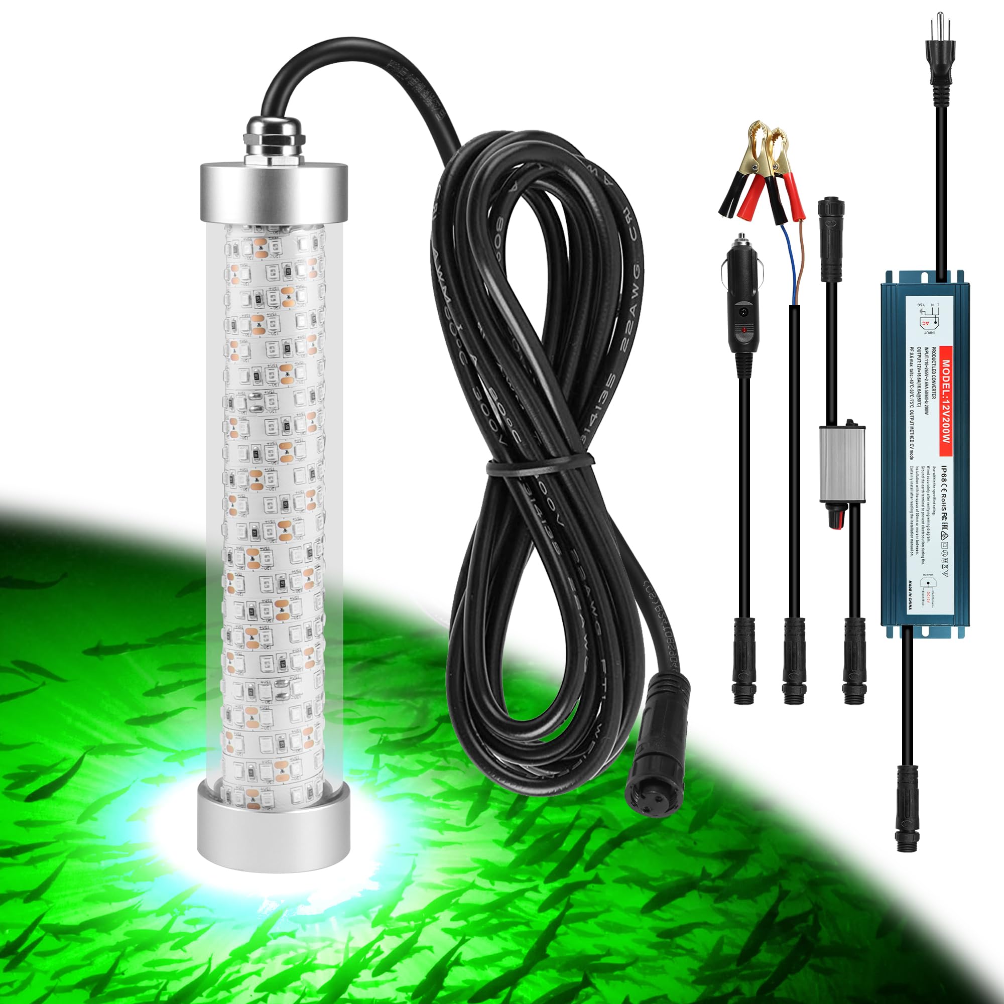 XXK F3 green underwater fishing light 200W 20000LM with 33ft cord