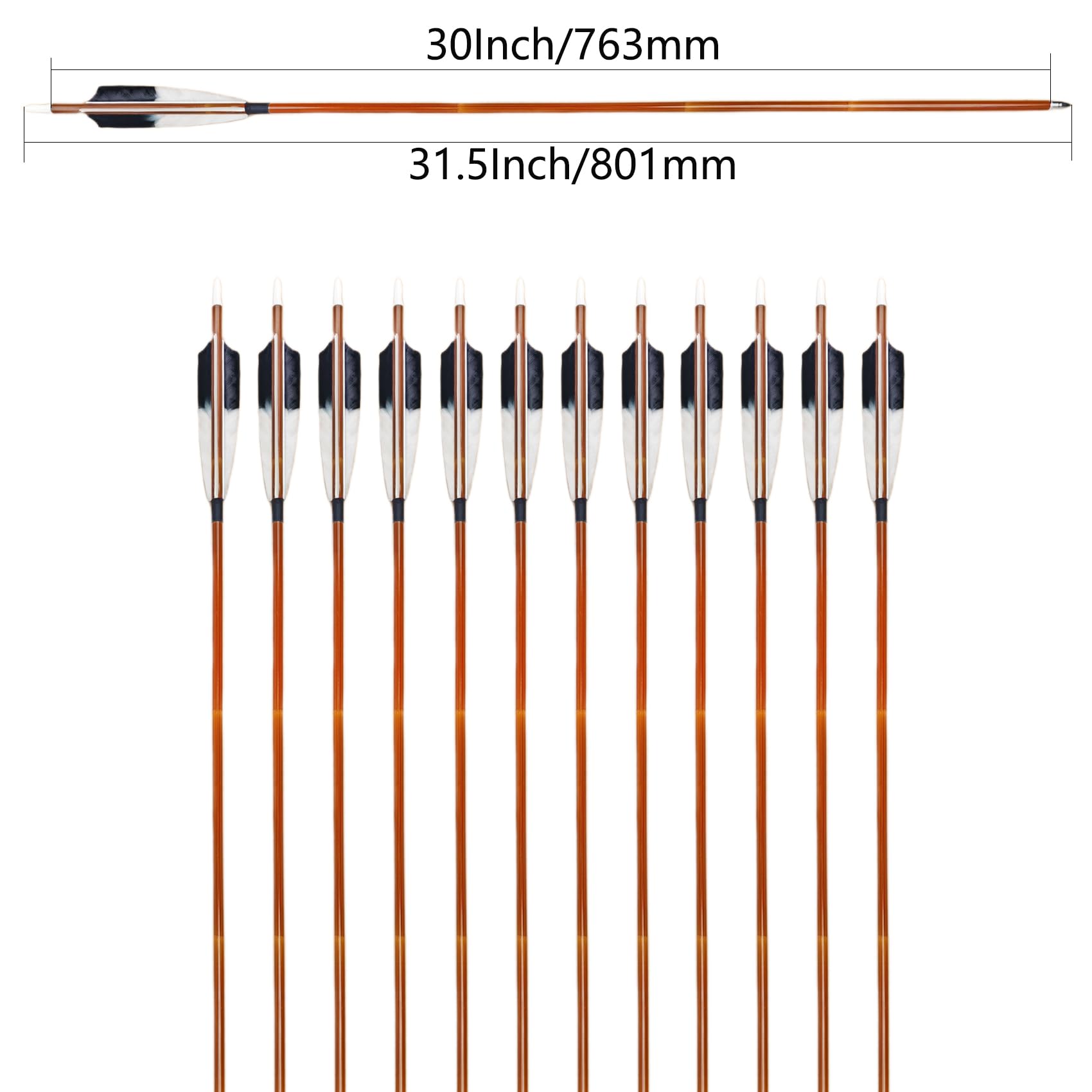 XXRRP ARCHERY 4-inch turkey feather fletching stabilizes flight.