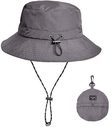 XYIYI grey waterproof sun hat front view with wide brim