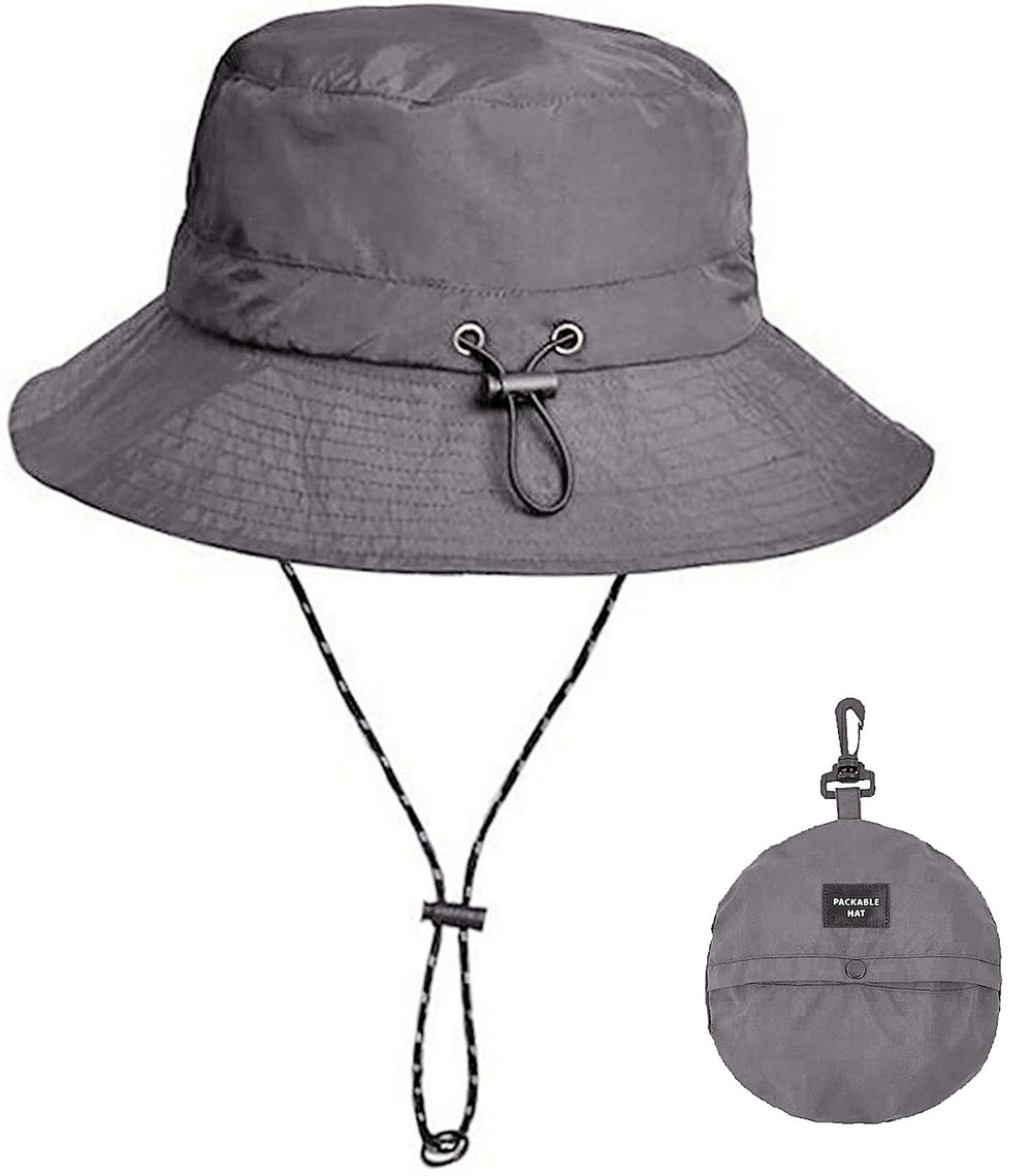 XYIYI grey waterproof sun hat front view with wide brim