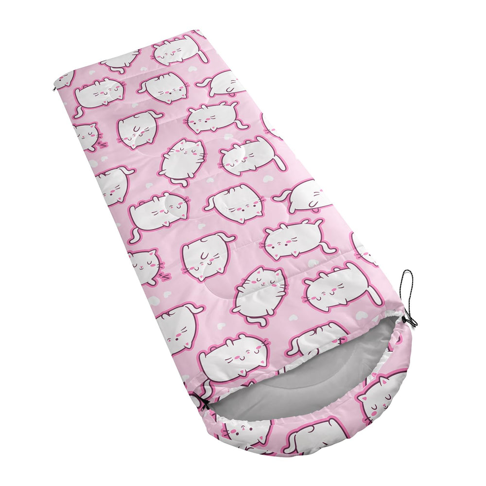 XYNHML cartoon cat sleeping bag white cloud pattern adds cozy campsite charm.