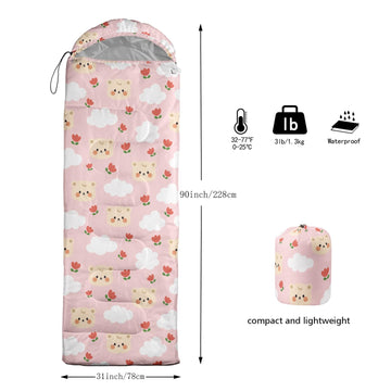 XYNHML cartoon bear sleeping bag demonstrates space-saving compact packing.