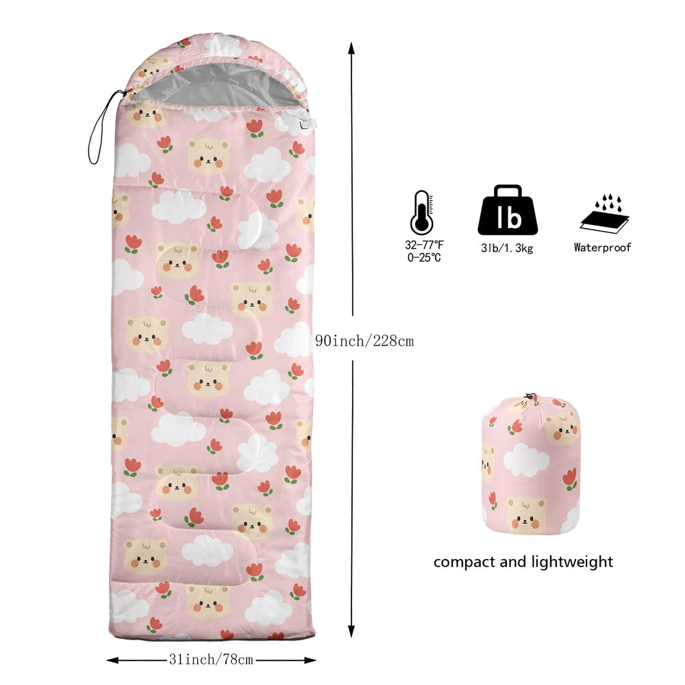 XYNHML cartoon bear sleeping bag demonstrates space-saving compact packing.