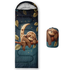 XYNHML sleeping bag front view with green branch pattern for all-season camping comfort.