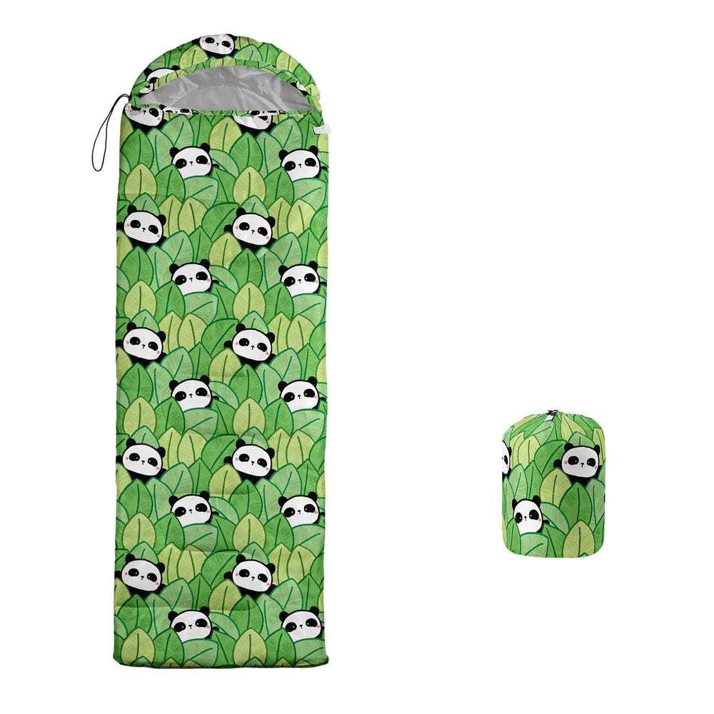 XYNHML Panda sleeping bag opened, showing roomy interior for kids and adults.