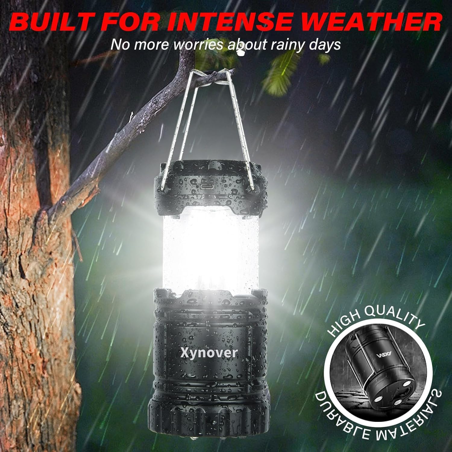 Xynover lantern with magnetic base and hanging hook for flexible placement.
