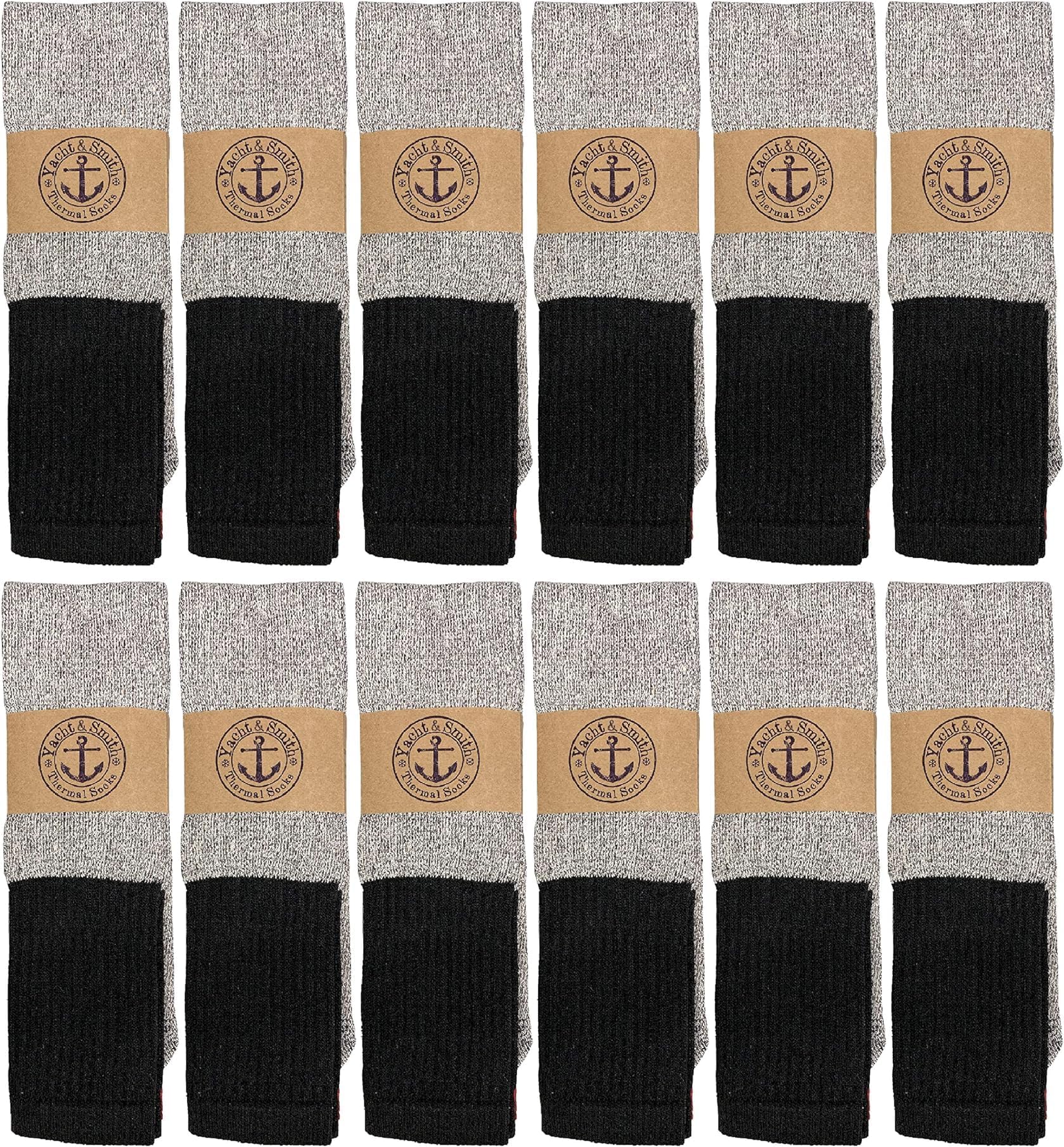 Yacht & Smith 12-pairs thermal socks pack for cold-weather warmth.
