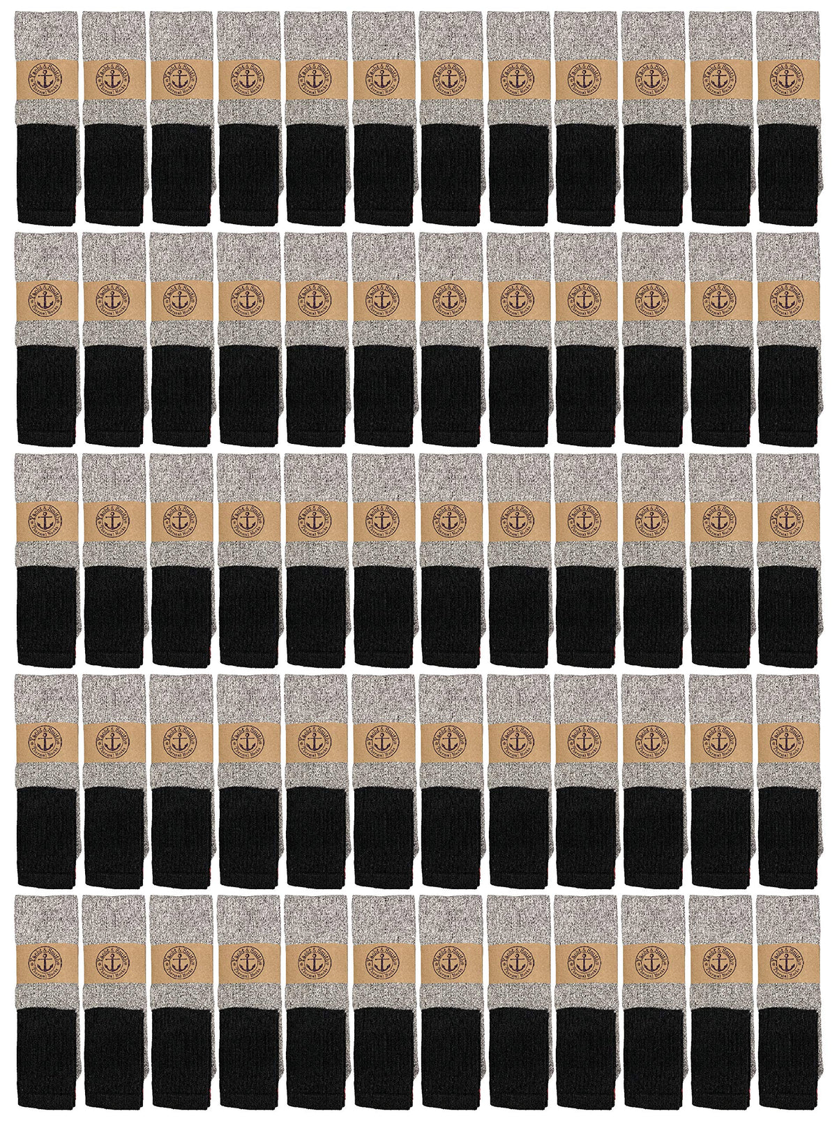 Yacht & Smith 60 pairs bulk thermal socks front view for winter warmth and bulk savings
