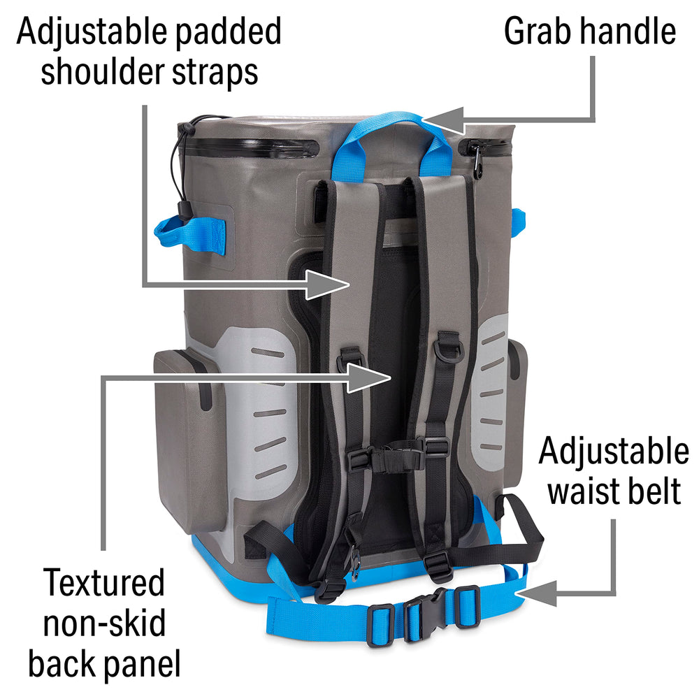 Yachter's Choice Soft Cooler Back Pack showing wide flip-top lid for quick access during outings.