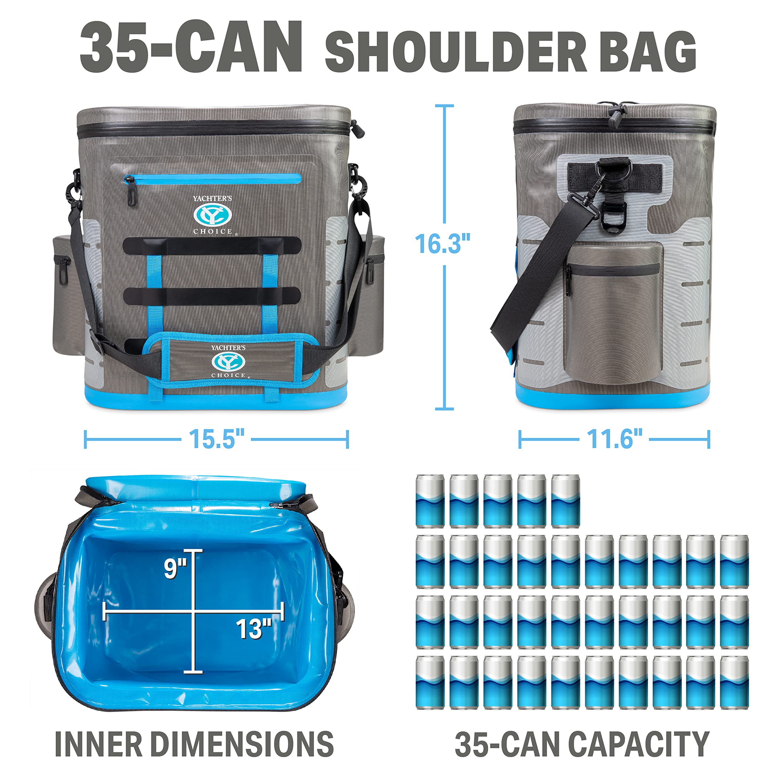 Yachter's Choice wide flip-top lid provides quick access on the go.