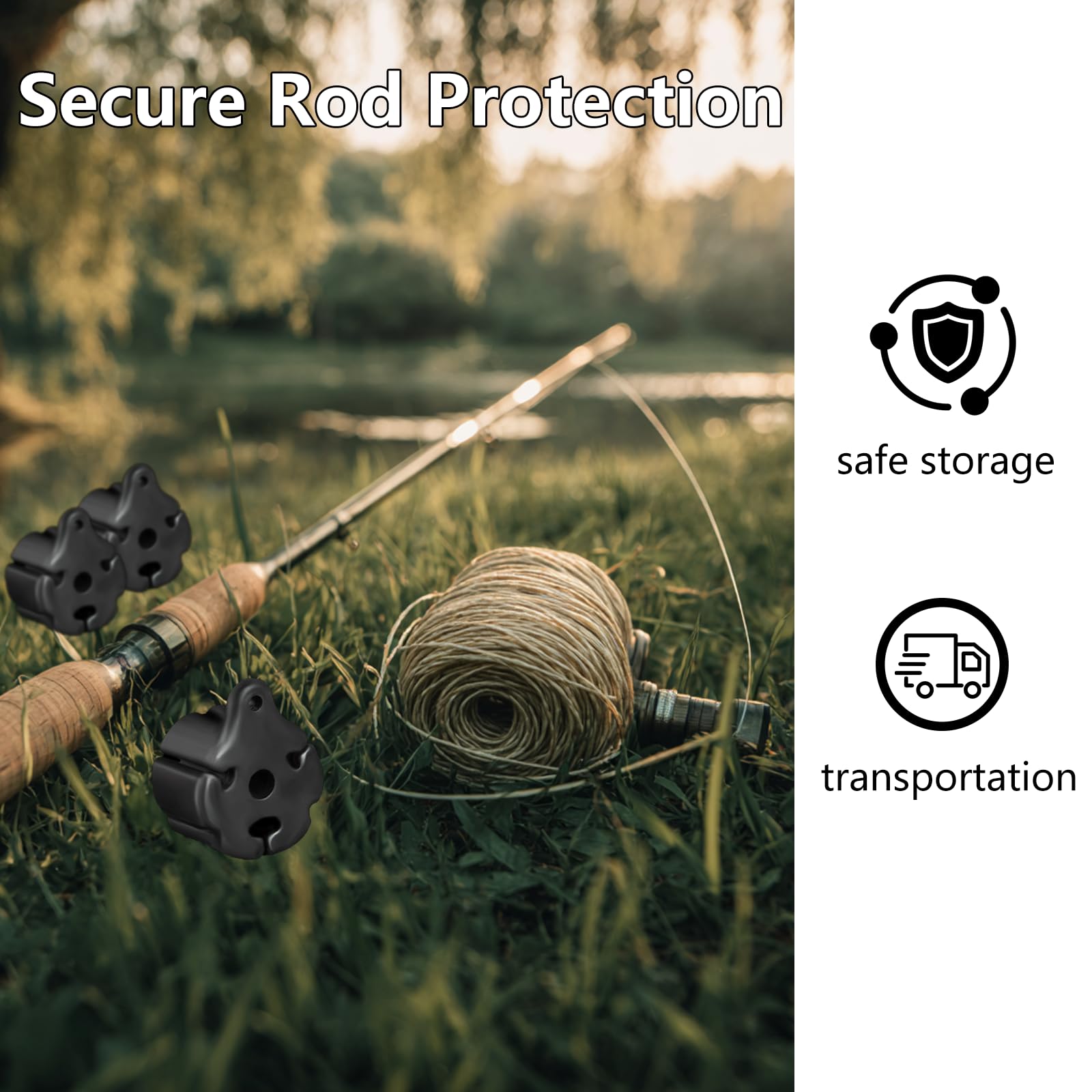 Rod sections securely held by holder during transport