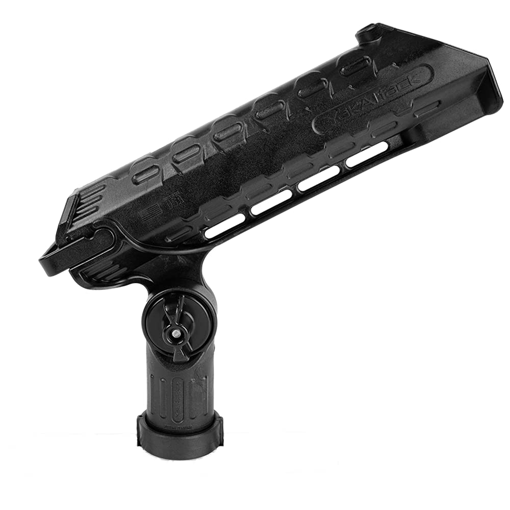 YakAttack AR Tube Rod Holder mounted on kayak track system