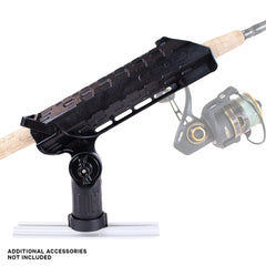 Close-up of LockNLoad base and MightyBolt on rod holder