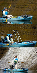 YakAttack CommandStand extended to 35 inches to fit a wide range of kayaks.