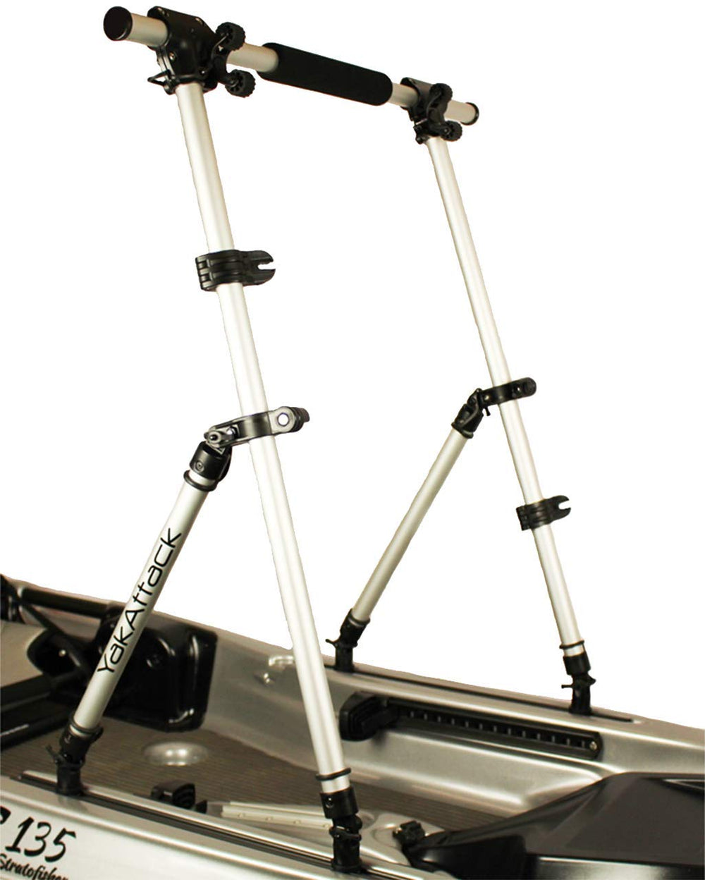 YakAttack CommandStand folded frame for easy transport and deck storage.