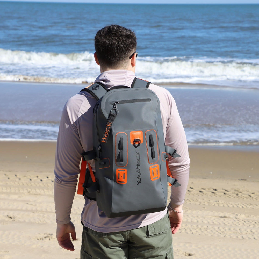 YakAttack DryPak features padded straps for comfortable long carries