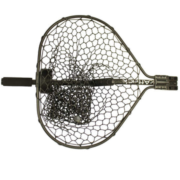 Folded YakAttack Leverage Landing Net stored in kayak