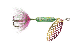 Yakima Bait Rooster Tail inline spinner pulsating tail attracts fish in freshwater fishing.