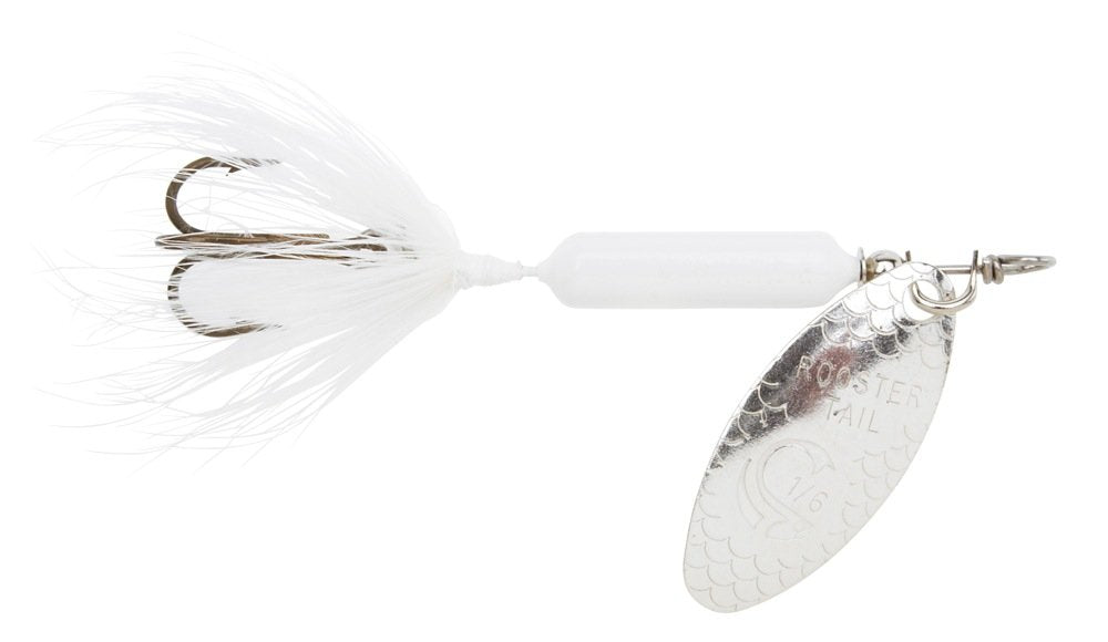 Yakima Bait Wordens Original Rooster Tail spinner lure in snow finish for versatile multi-species fishing