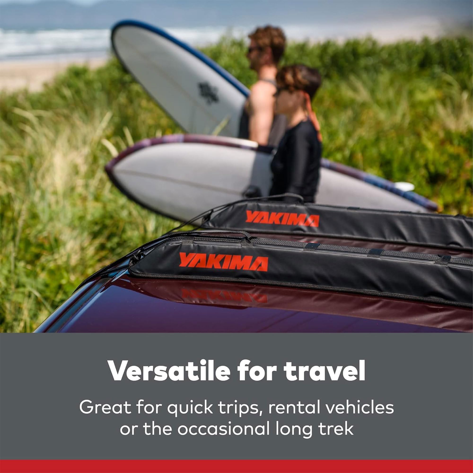 Yakima EasyTop tie-down ropes stabilize boards and boats during travel.