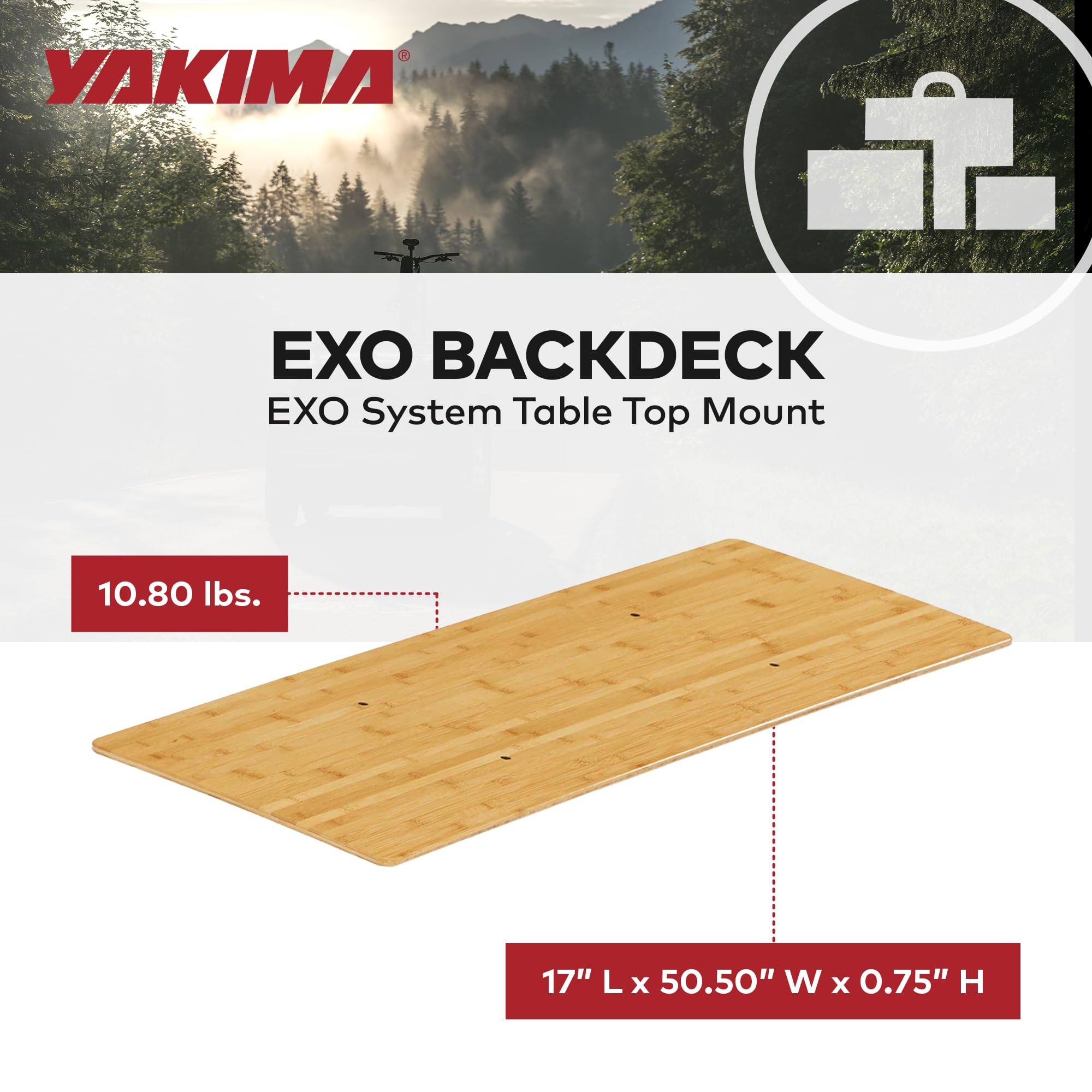 Yakima EXO table top offers generous prep area for snacks.