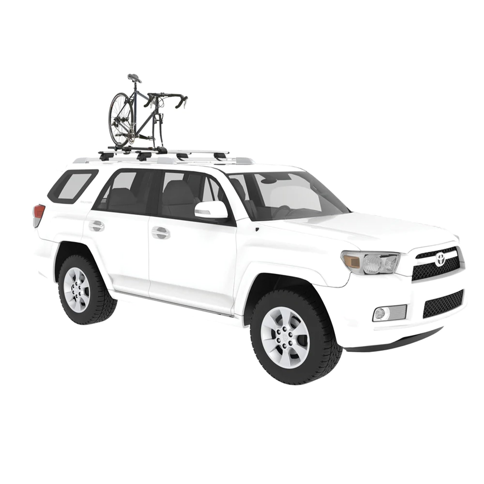 Yakima ForkLift mounted on car roof with loaded bike ready to roll
