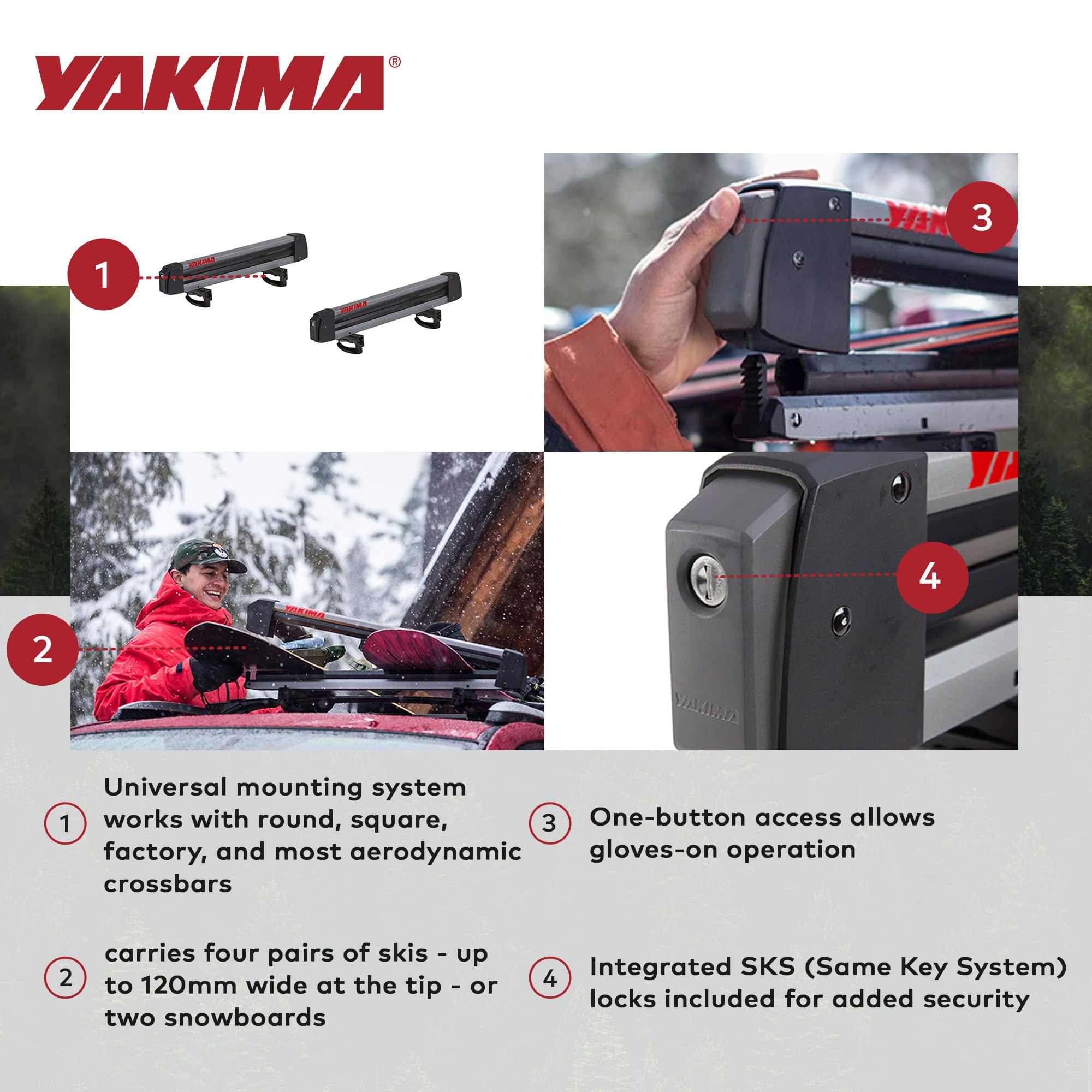 Universal mount system fits round, square, factory, and aerodynamic racks