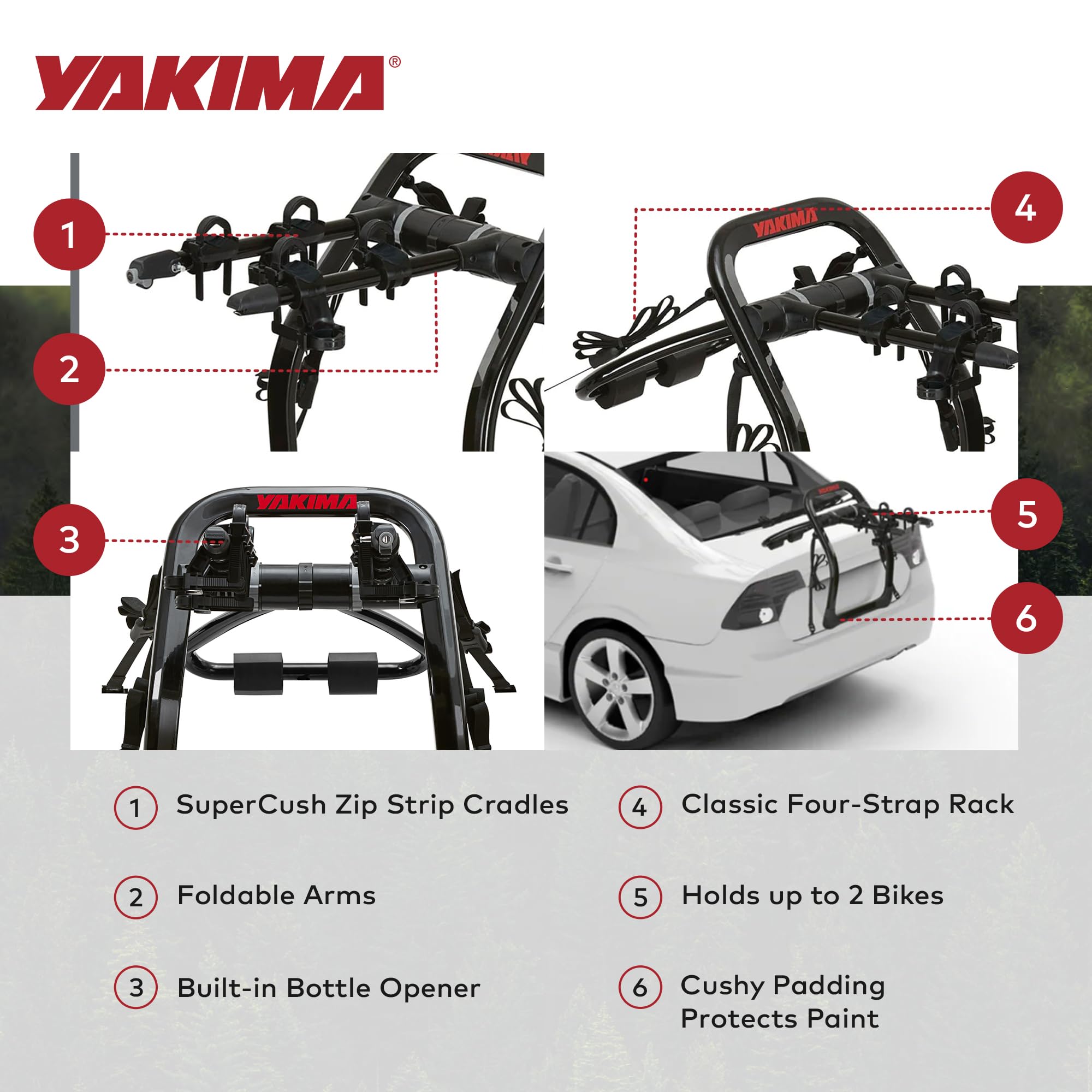 Yakima Fullback with SuperCush ZipStrip protects bikes during loading