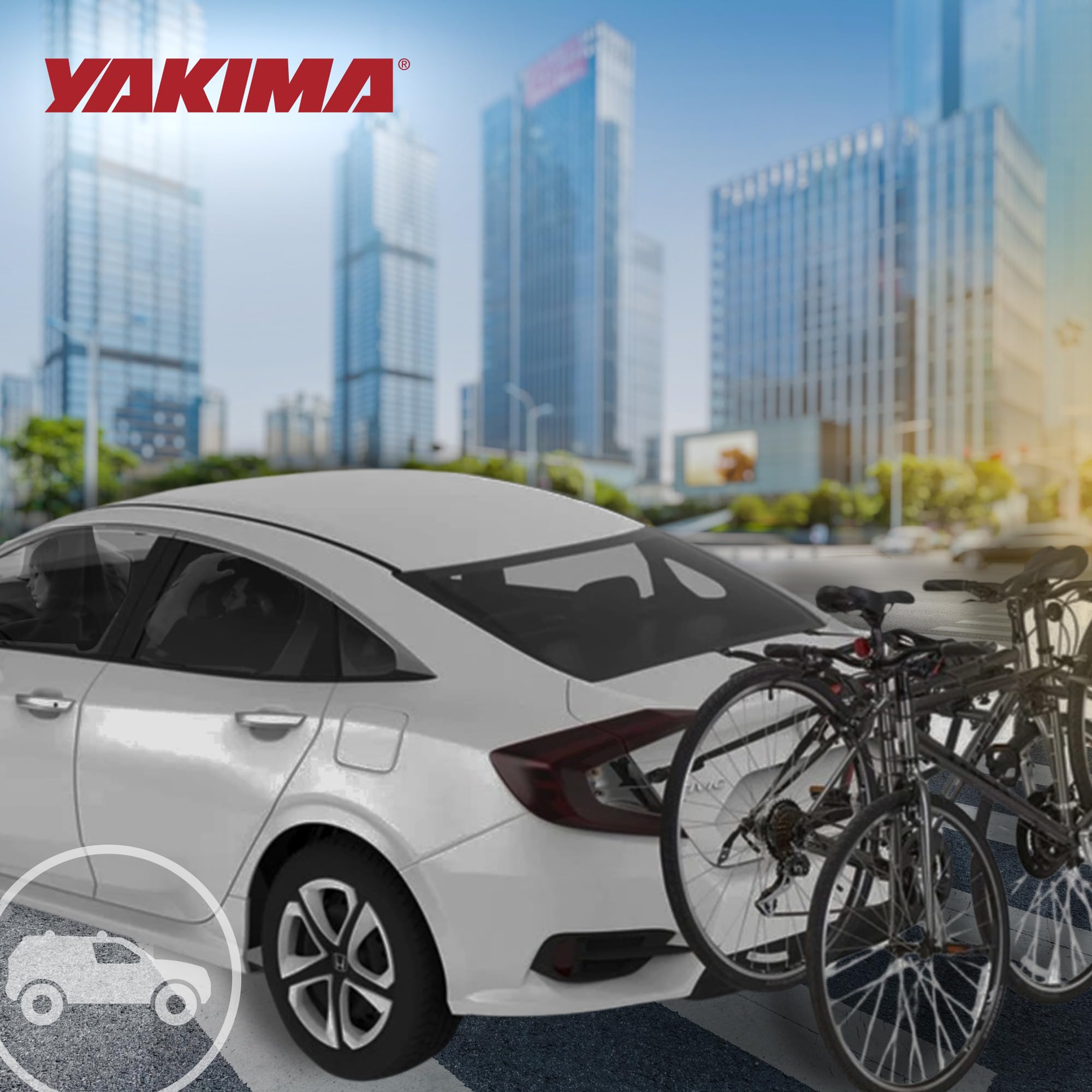 Yakima Hangout available in two-bike capacity suits smaller cars and larger SUVs.