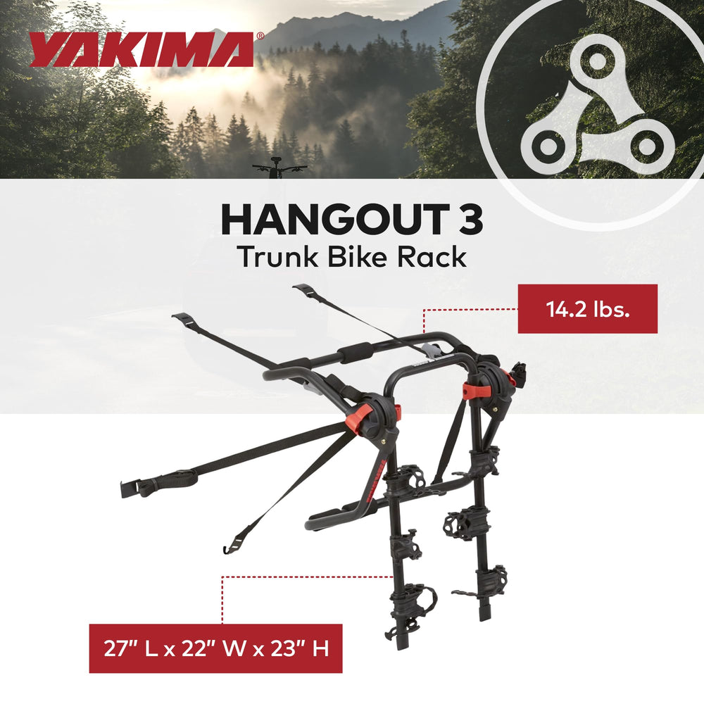 Yakima HangOut bikes loaded securely with integrated stability.