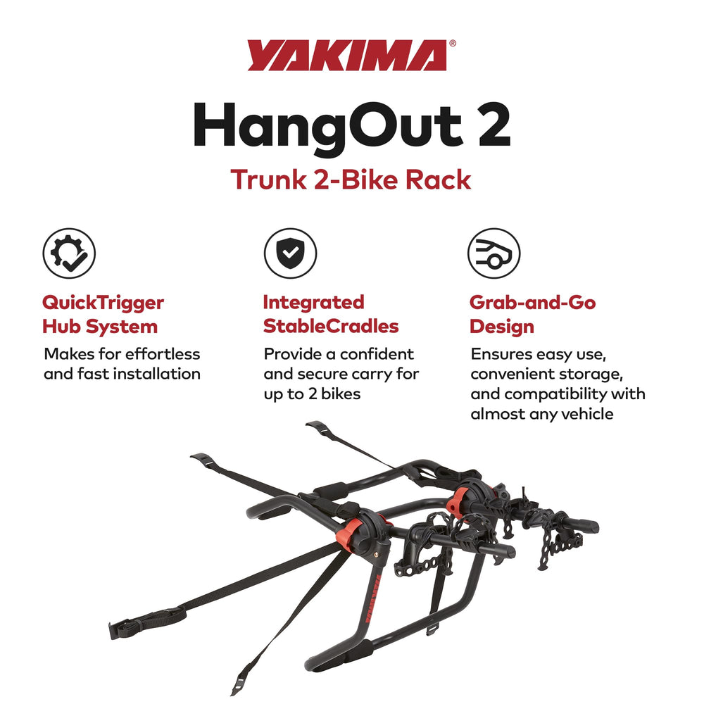 Yakima Hangout stable cradles hold bikes firmly during transport, reducing movement.
