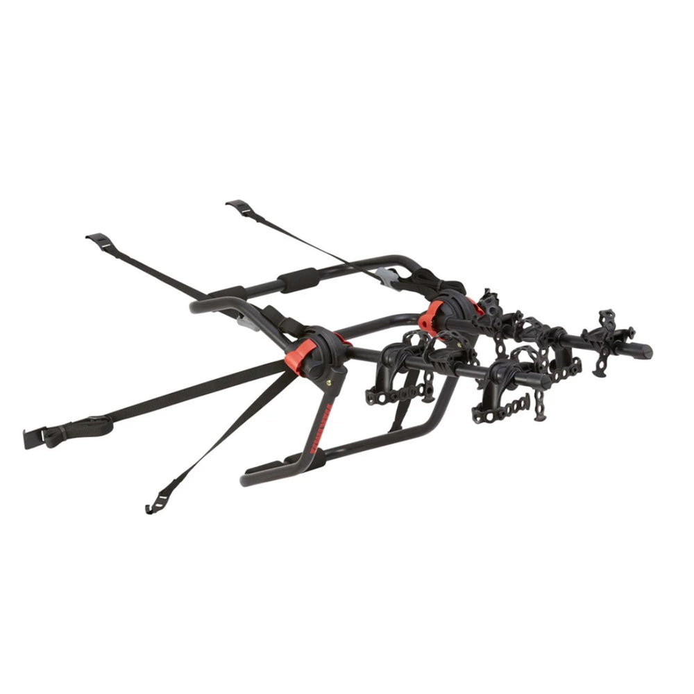 Yakima HangOut trunk rack setup on car for easy bike transport.
