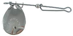 Yakima Hildebrandt Idaho Spinner close-up, #1 Nickel with gold plating and easy attachment