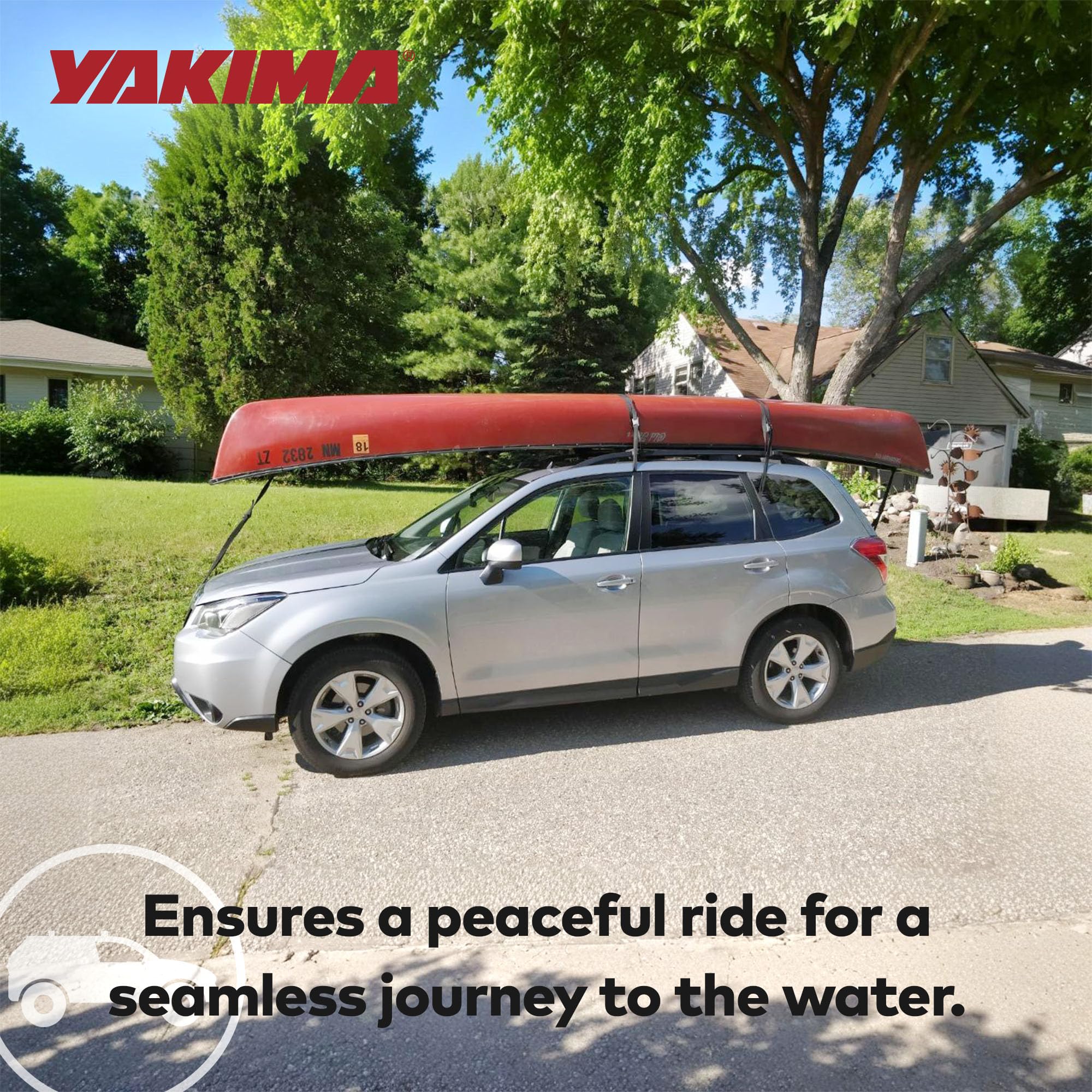 Durable padding cushions canoe gunwales during transit.