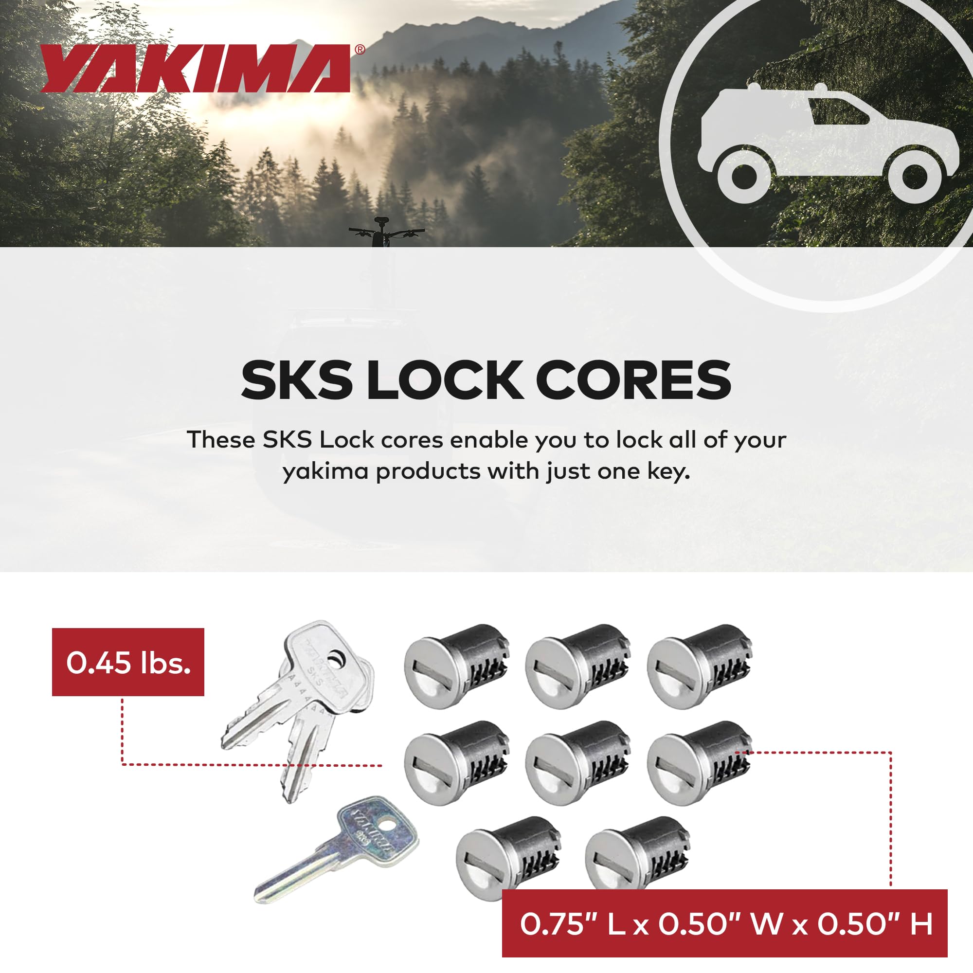 Yakima SKS cores pack with matching keys ready for rekeying