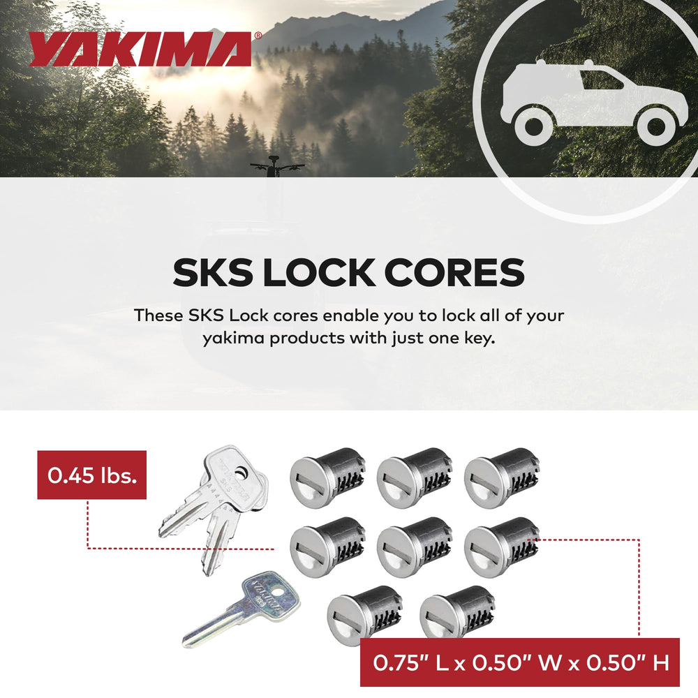 Yakima SKS cores pack with matching keys ready for rekeying