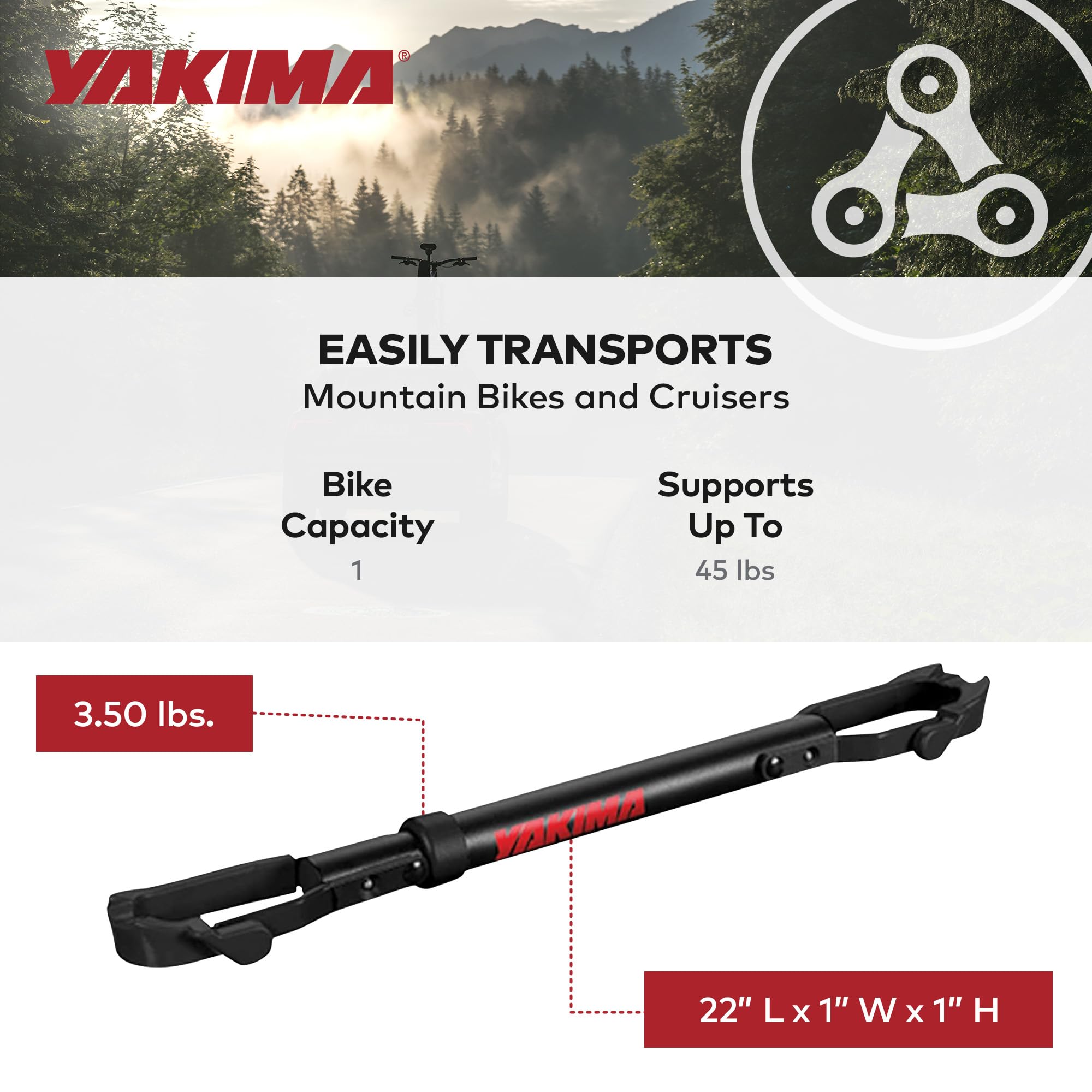 Yakima Tubetop anti-rotation inserts prevent movement for safer, on-road transport.
